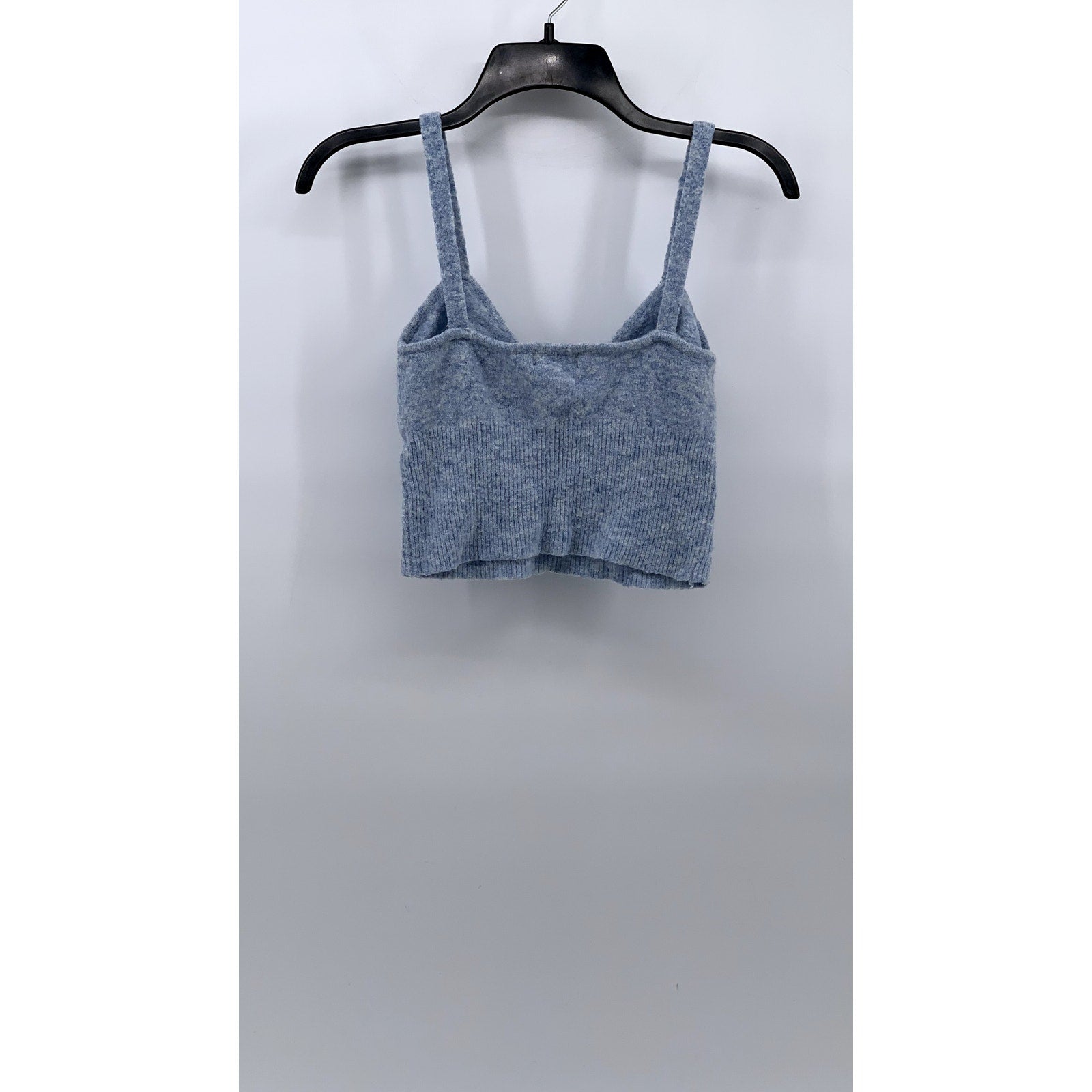 BERSHKA Women's Heather Blue Sweetheart Soft Knit Sleeveless Crop Top SZ L