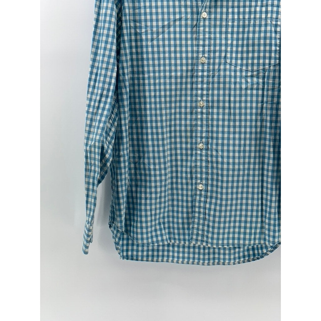 CHUBBIES Men's Blue-White Gingham Button-Up Shirt SZ XL