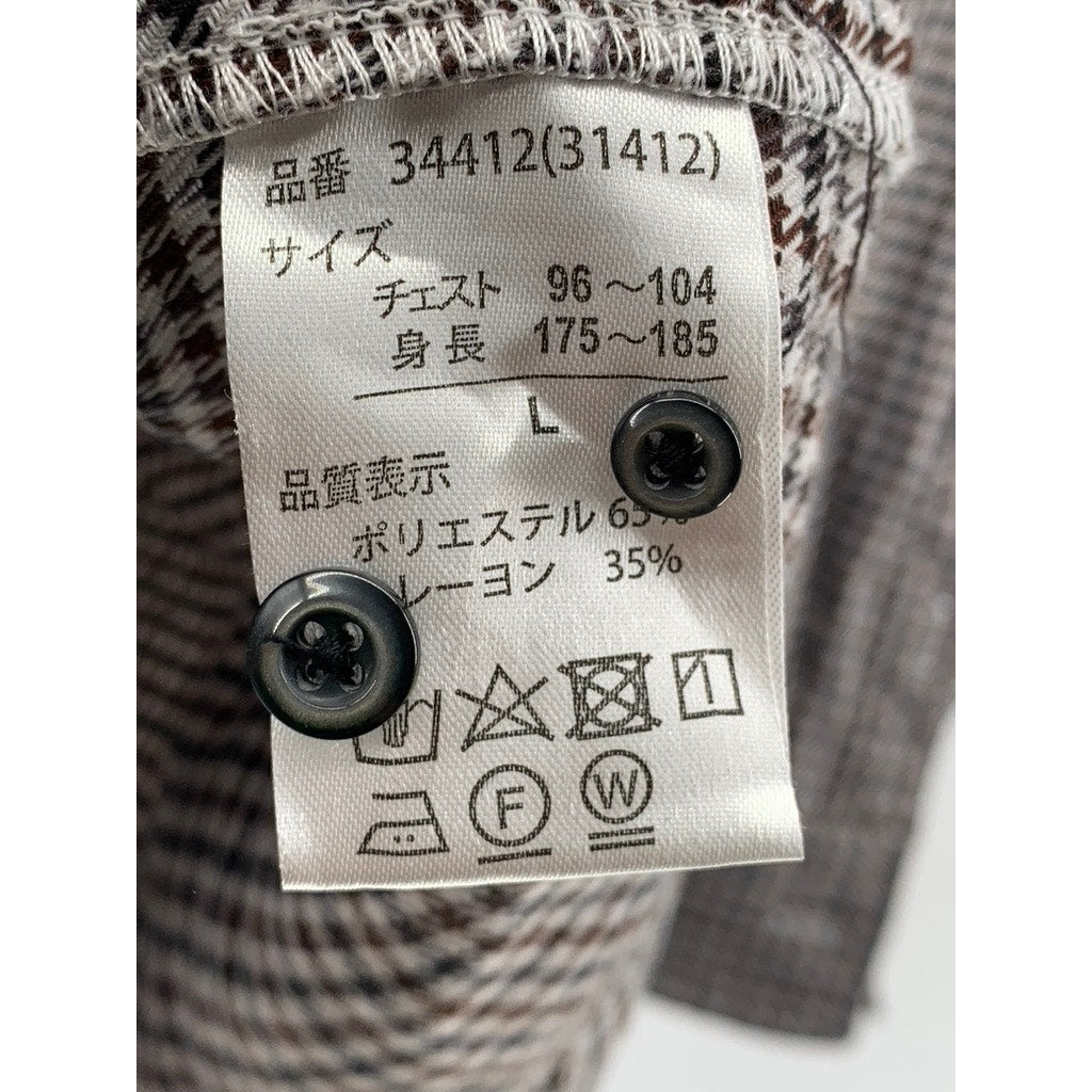 NYLAUS Men's Brown-Black Houndstooth Print Button-Up Rare Vintage Shirt SZ L