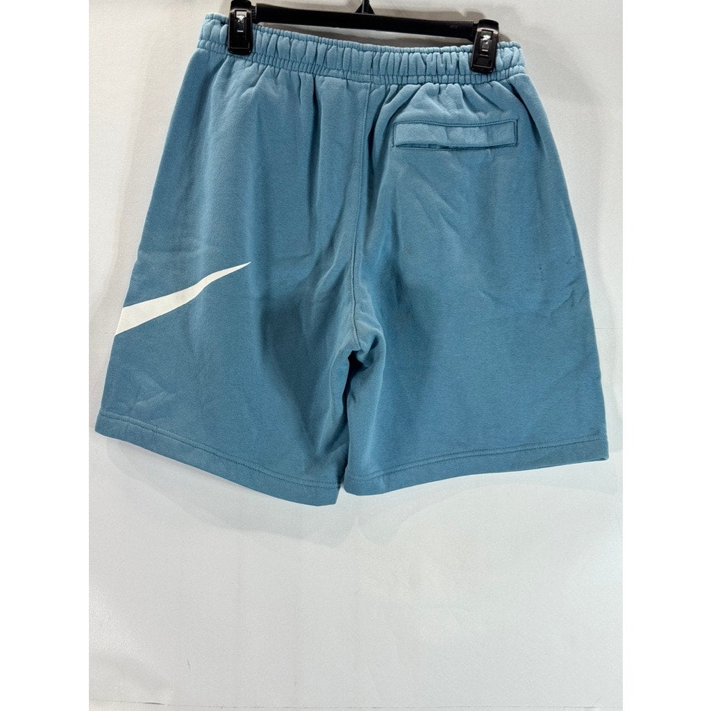 NIKE Men's Cerulean Swoosh Club Graphic Elastic Waist Pull-On Shorts SZ S