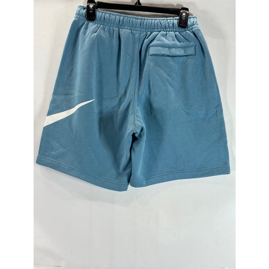 NIKE Men's Cerulean Swoosh Club Graphic Elastic Waist Pull-On Shorts SZ S