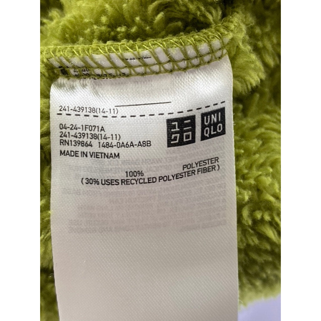 UNIQLO Women's Dark Green Fluffy Yarn Fleece Zip-Up Mock-Neck Jacket SZ XL