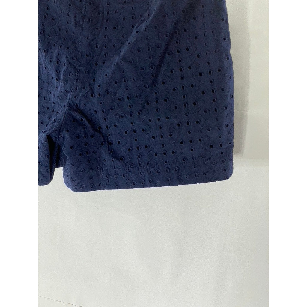 BANANA REPUBLIC Women’s Navy Blue Eyelet 4” Tailored Shorts SZ 6