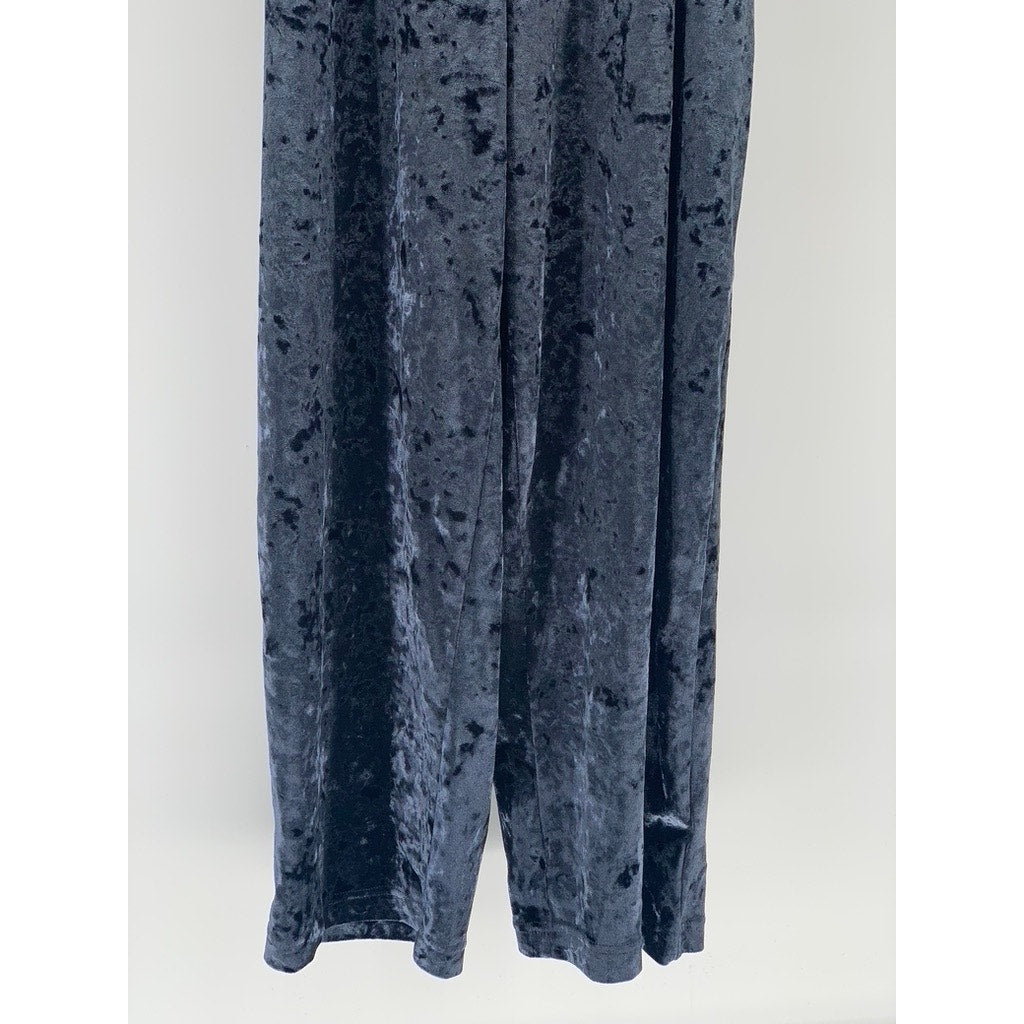 URBAN OUTFITTERS Women's Blue Crushed Velvet Overall Jumpsuit SZ M