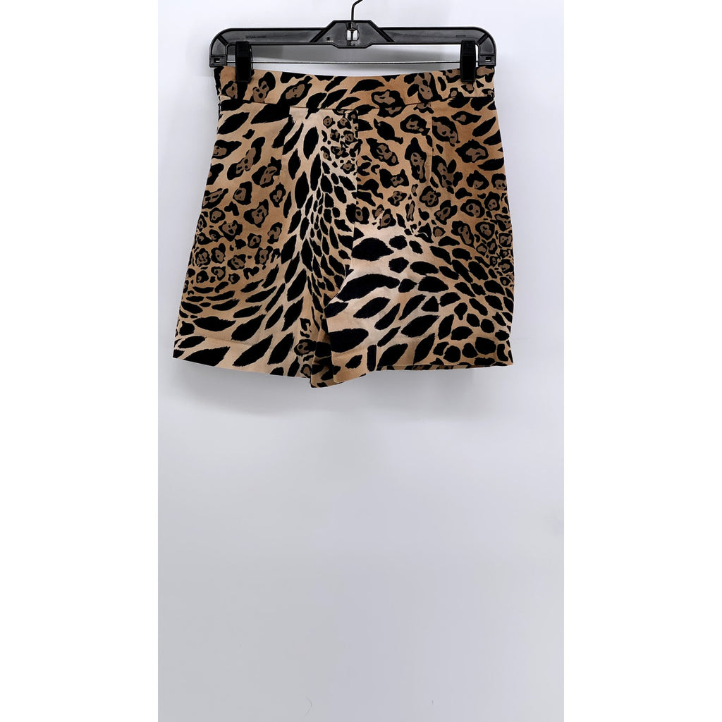 UNBRANDED Women's Tan-Black Animal Print Layered Skort SZ S