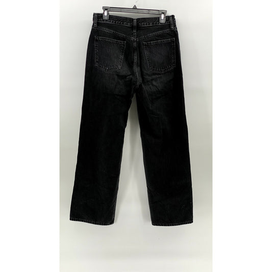 UNIQLO JEANS Women's Black Denim Straight-Leg Baggy Fit Jeans SZ 28X31