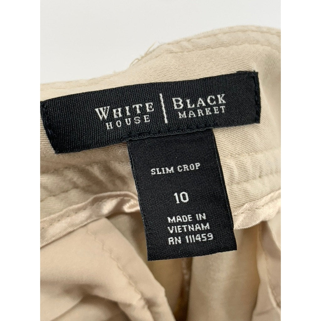 WHITE HOUSE BLACK MARKET Women's Tan Cropped Pants SZ 10