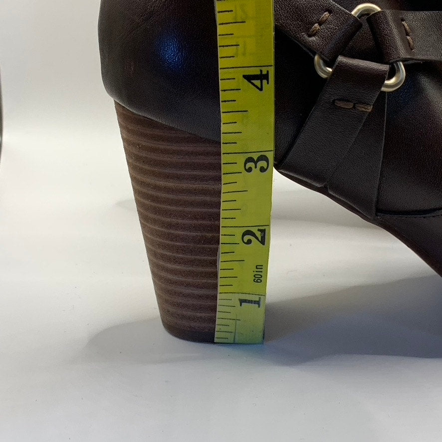 COLE HAAN Women's Brown Leather Calixta Round-Toe Side-Zipper Bootie SZ 10