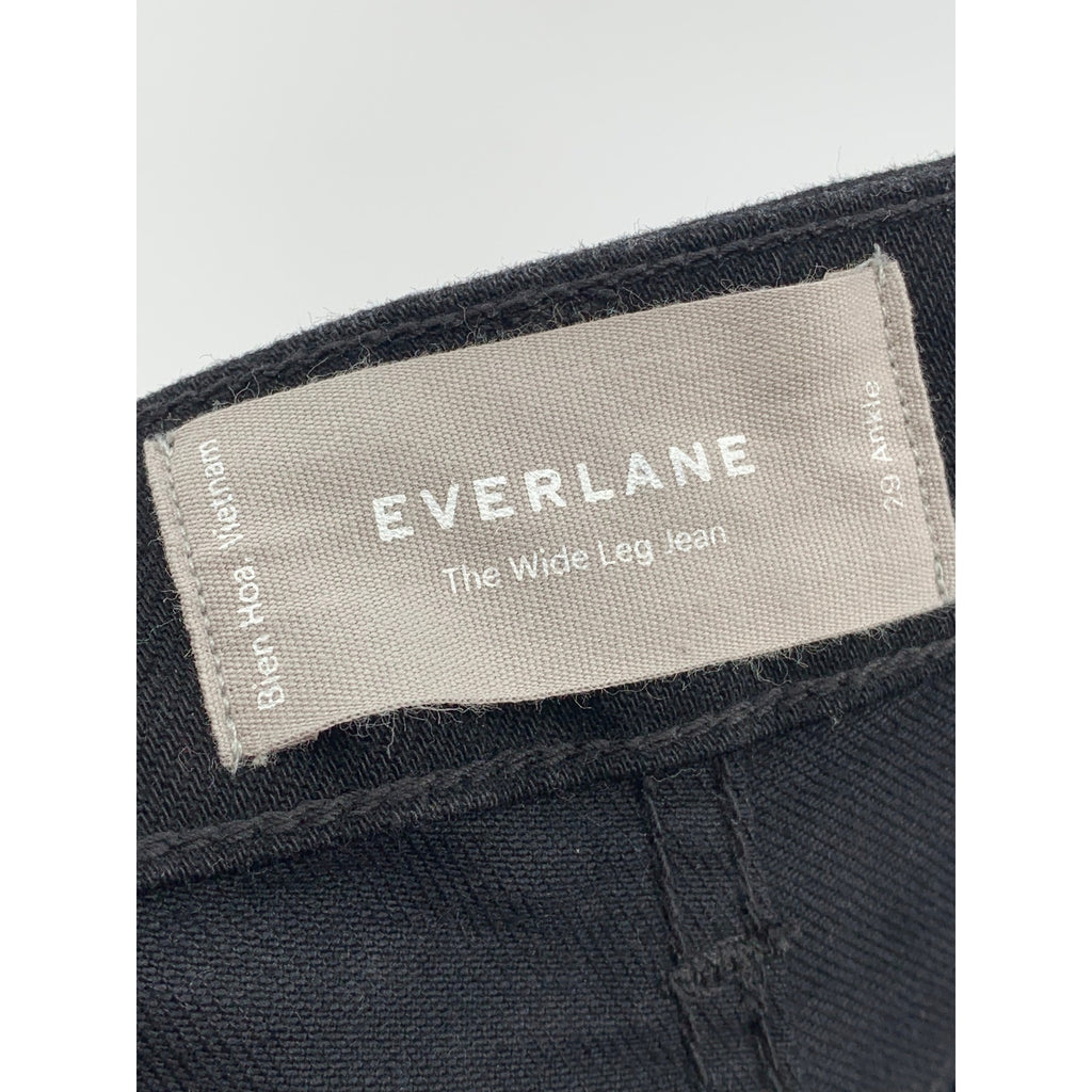 EVERLANE Women's Black Solid Denim Button-Fly The Wide Leg Ankle Jeans SZ 29