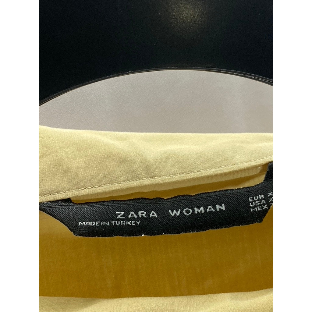 ZARA Women's Yellow Side Button Collar Long Sleeve Top SZ XS