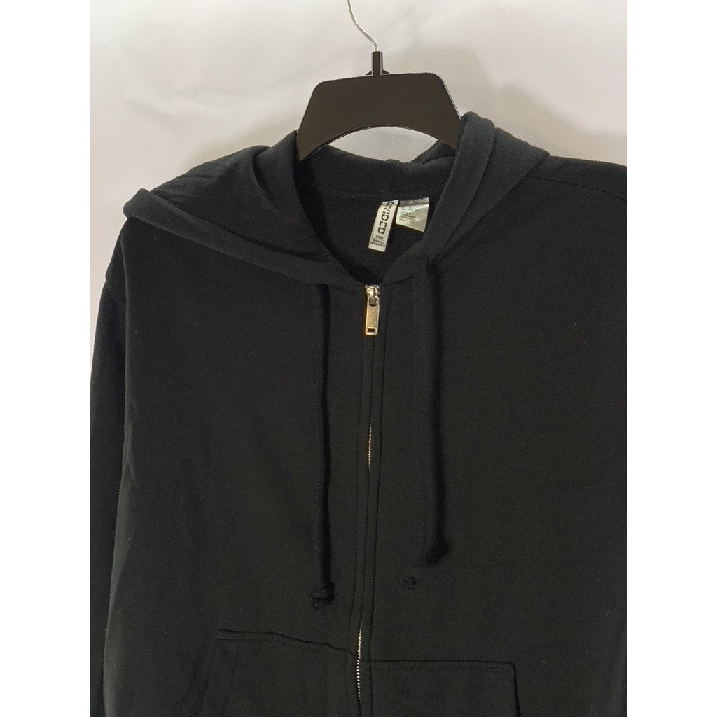 DIVIDED By H&M Women's Black Solid Casual Zip-Up Hooded Sweater SZ S