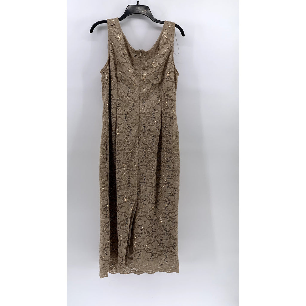 SLNY Women's Plus Beige Floral Lace Straight-Neck Sheath 2pc Dress SZ 14W