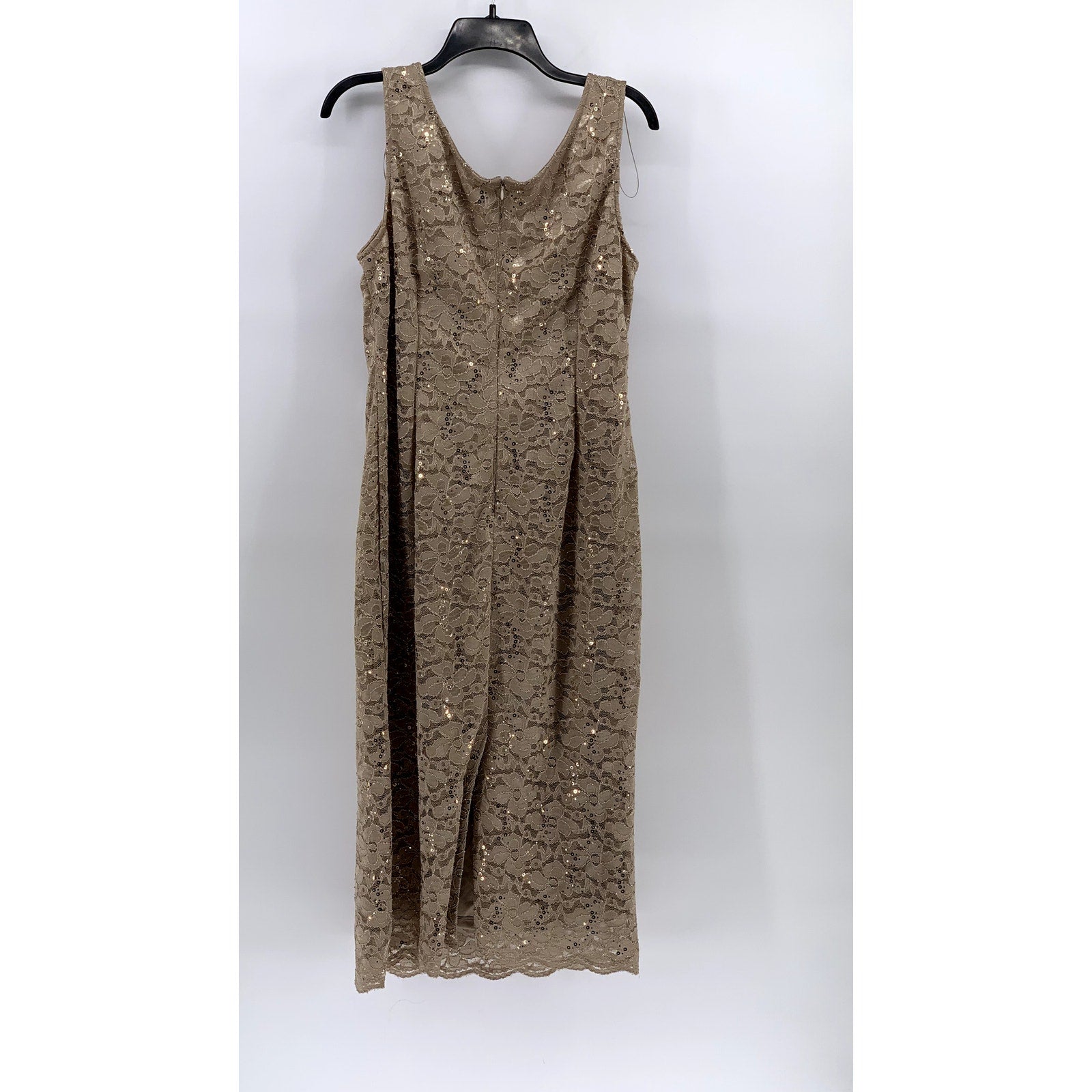SLNY Women's Plus Beige Floral Lace Straight-Neck Sheath 2pc Dress SZ 14W