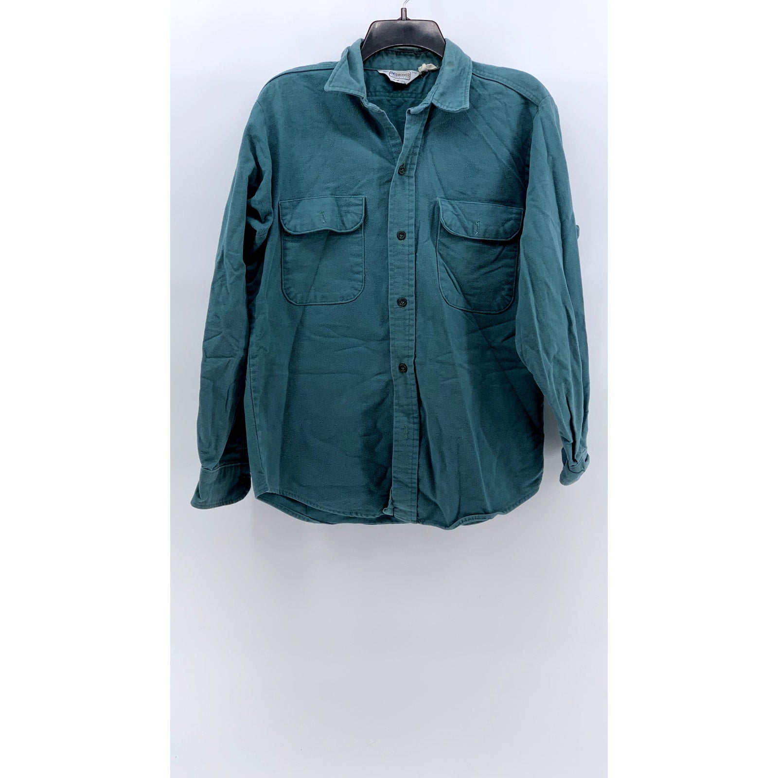 FIVEBROTHER Men's Vintage Blue Button-Up Long Sleeve Cotton Shirt SZ M