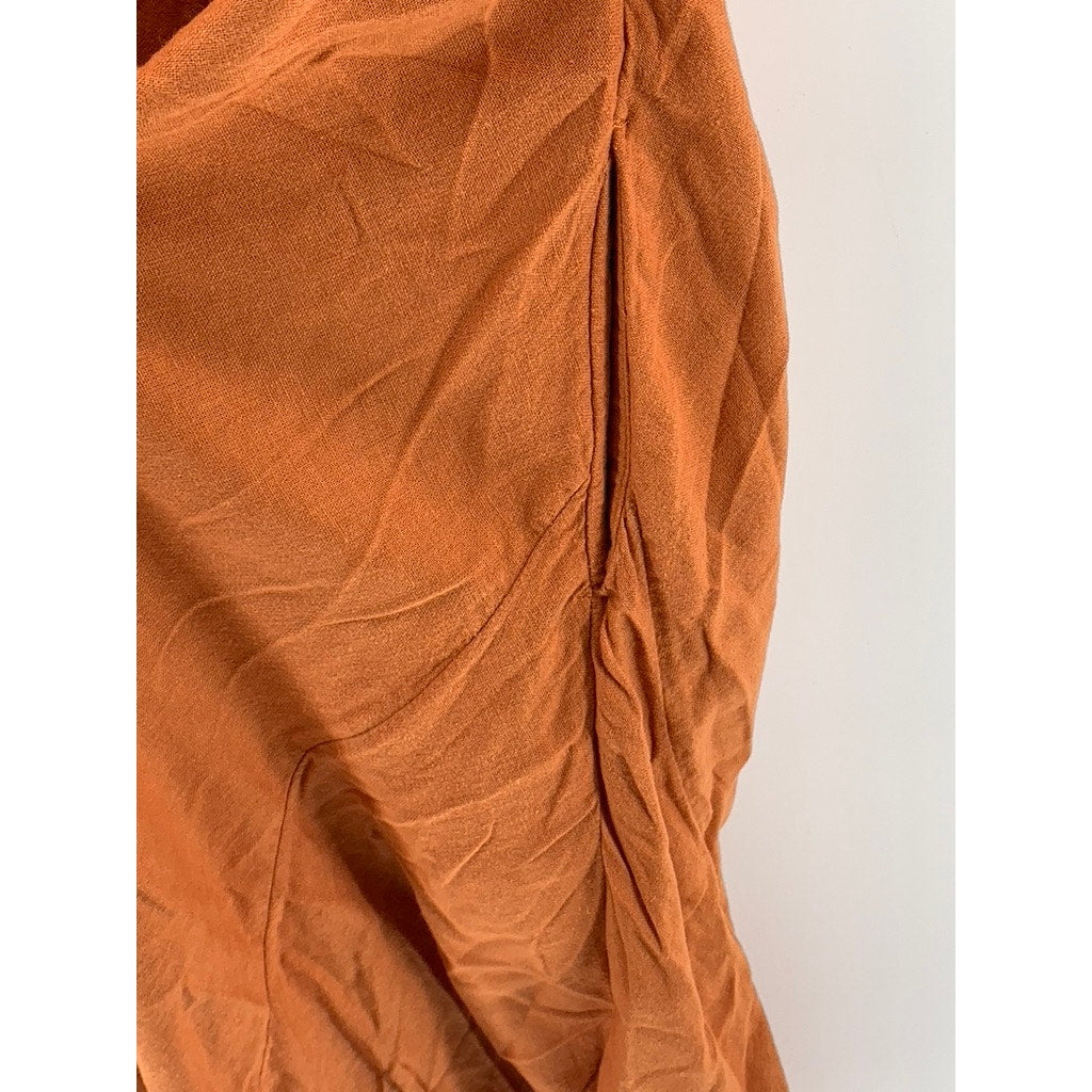 COLDWATER CREEK Women's Petite Orange Solid Linen-Blend Maxi Dress SZ PXL