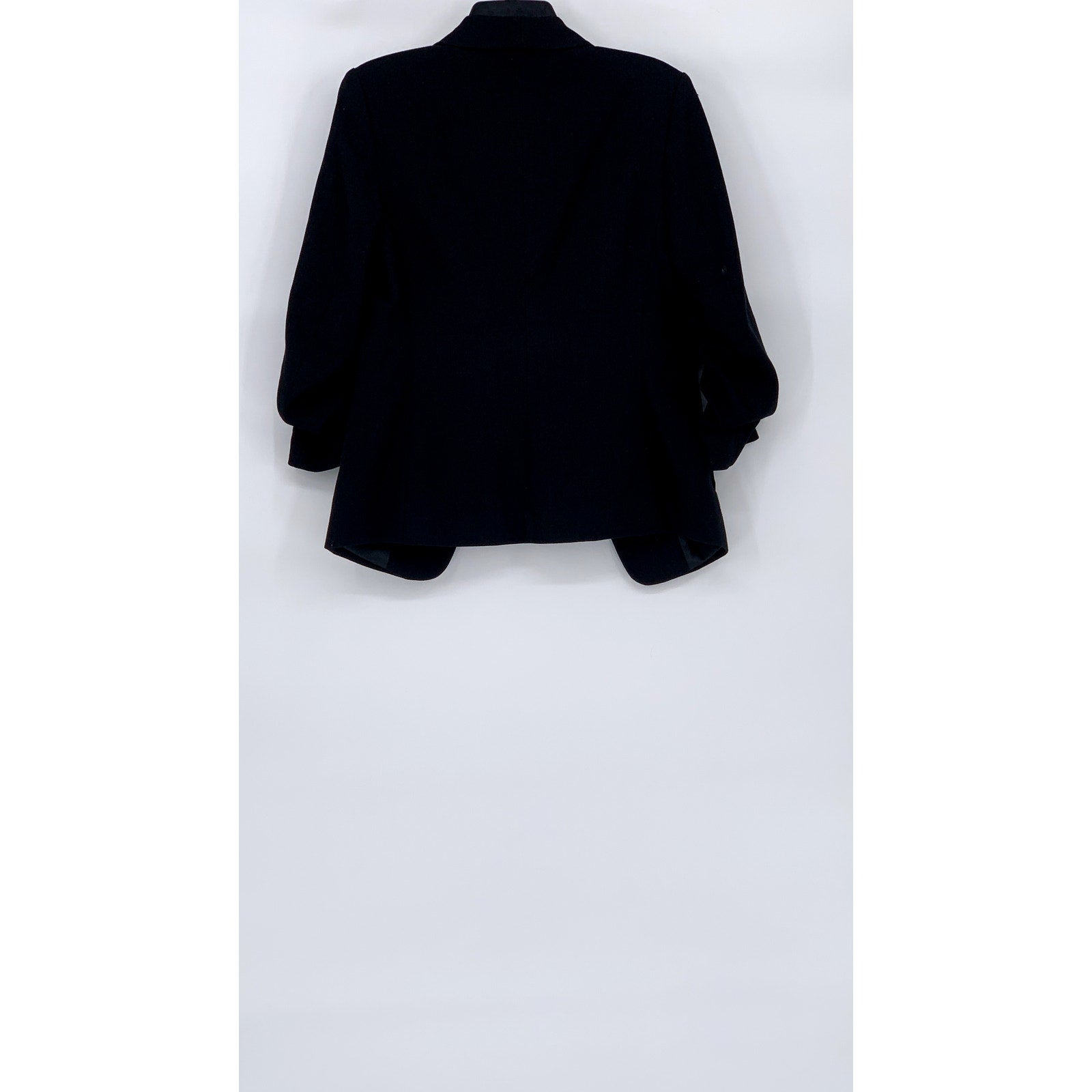 H&M Women's Black Solid Open-Front Long Ruched Sleeve Blazer SZ 6