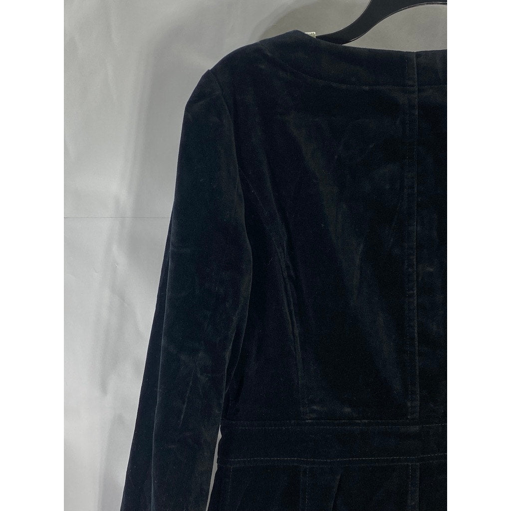 A.L.C. Women's Black Velvet Ivy Button-Front Long Sleeve Mini Dress SZ 8