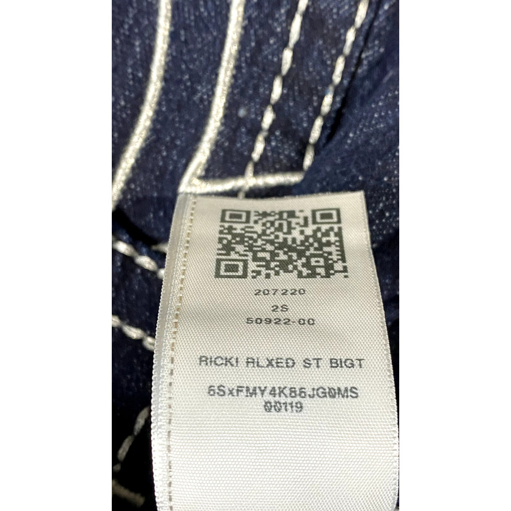 TRUE RELIGION Women's Blue Denim Ricki Relaxed Straight Big T Jean SZ 26