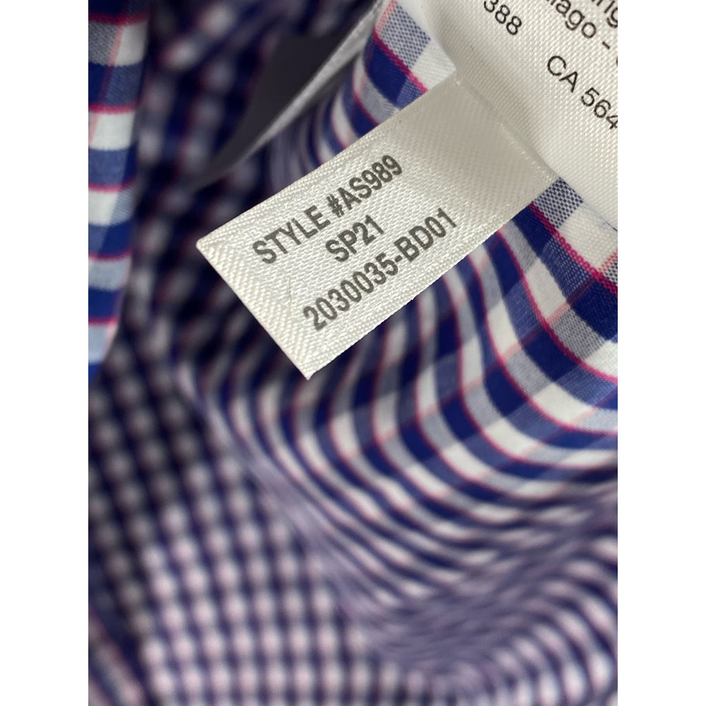 J. CREW Men's Blue Gingham Slim-Fit Performance Button-Up Long-Sleeve Shirt SZXL