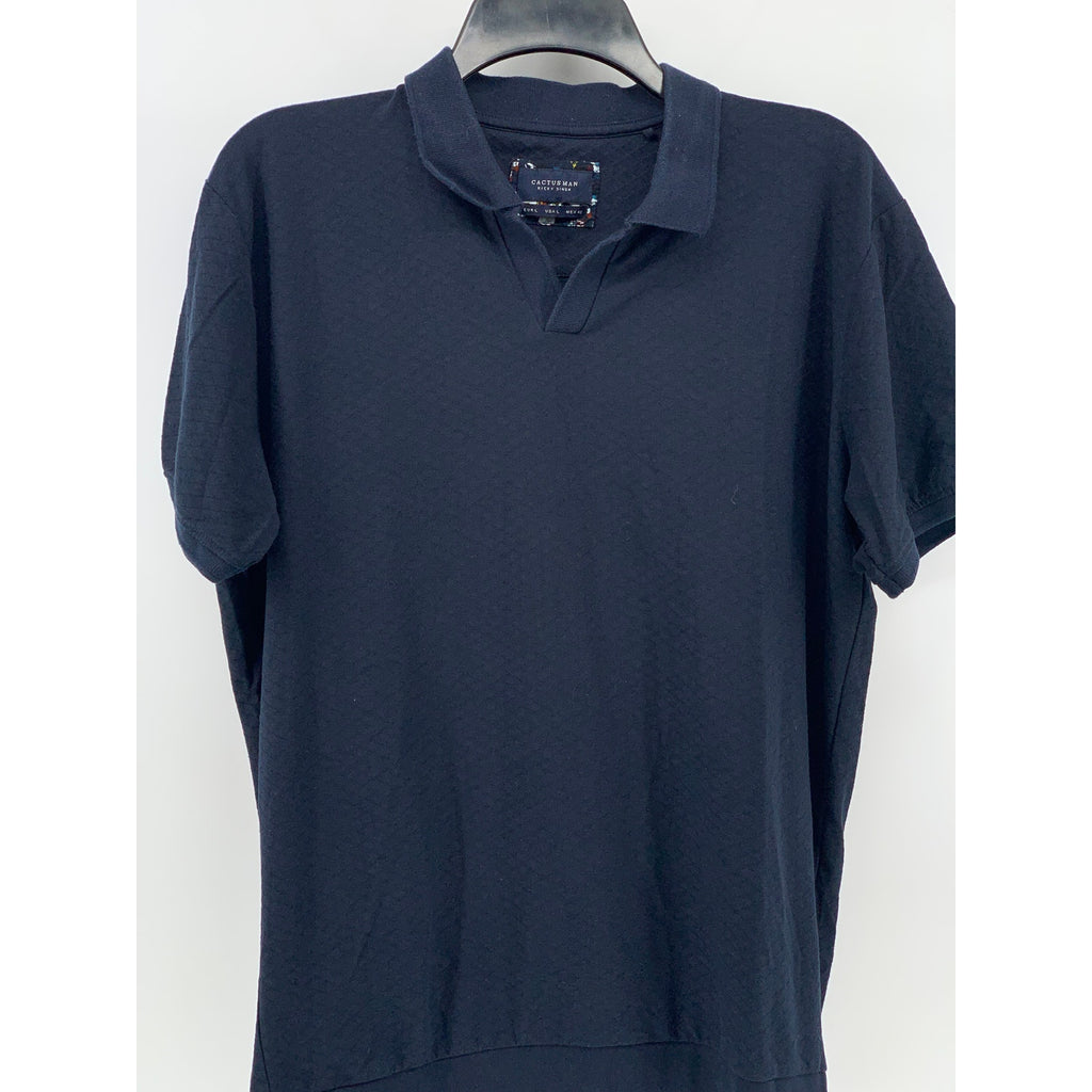 CACTUS MAN Ricky Singh Men's Navy Short Sleeve Classic Fit Polo Shirt SZ L