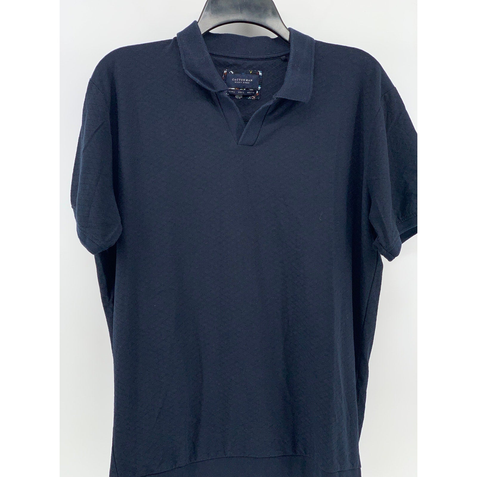 CACTUS MAN Ricky Singh Men's Navy Short Sleeve Classic Fit Polo Shirt SZ L