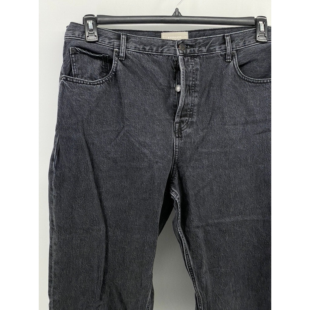 EVERLANE Women's Black Denim The Curvy 90's Cheeky Straight Ankle Jean SZ 33