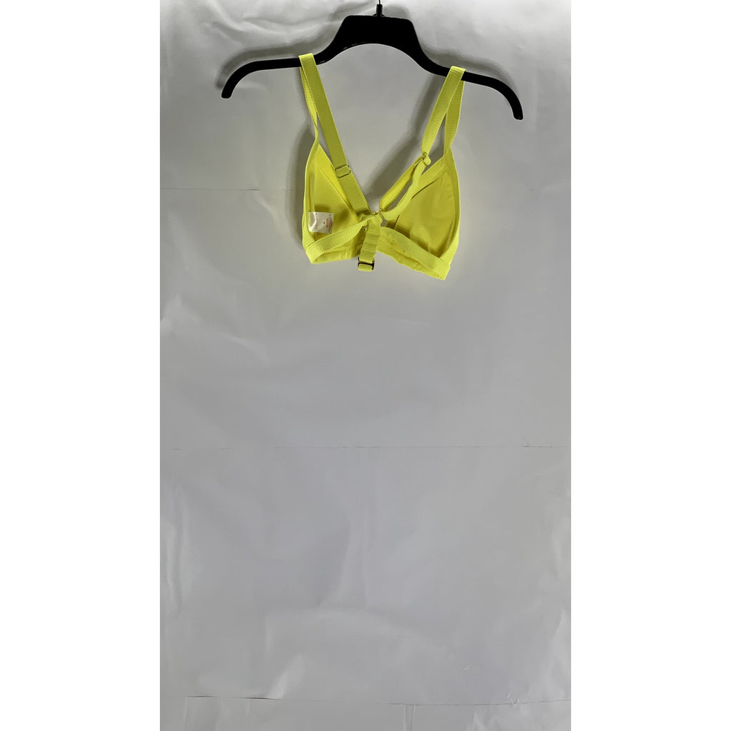 XHILARATION Women's Yellow Wide-Rib Cross-Back Cheeky Bikini Set SZ M