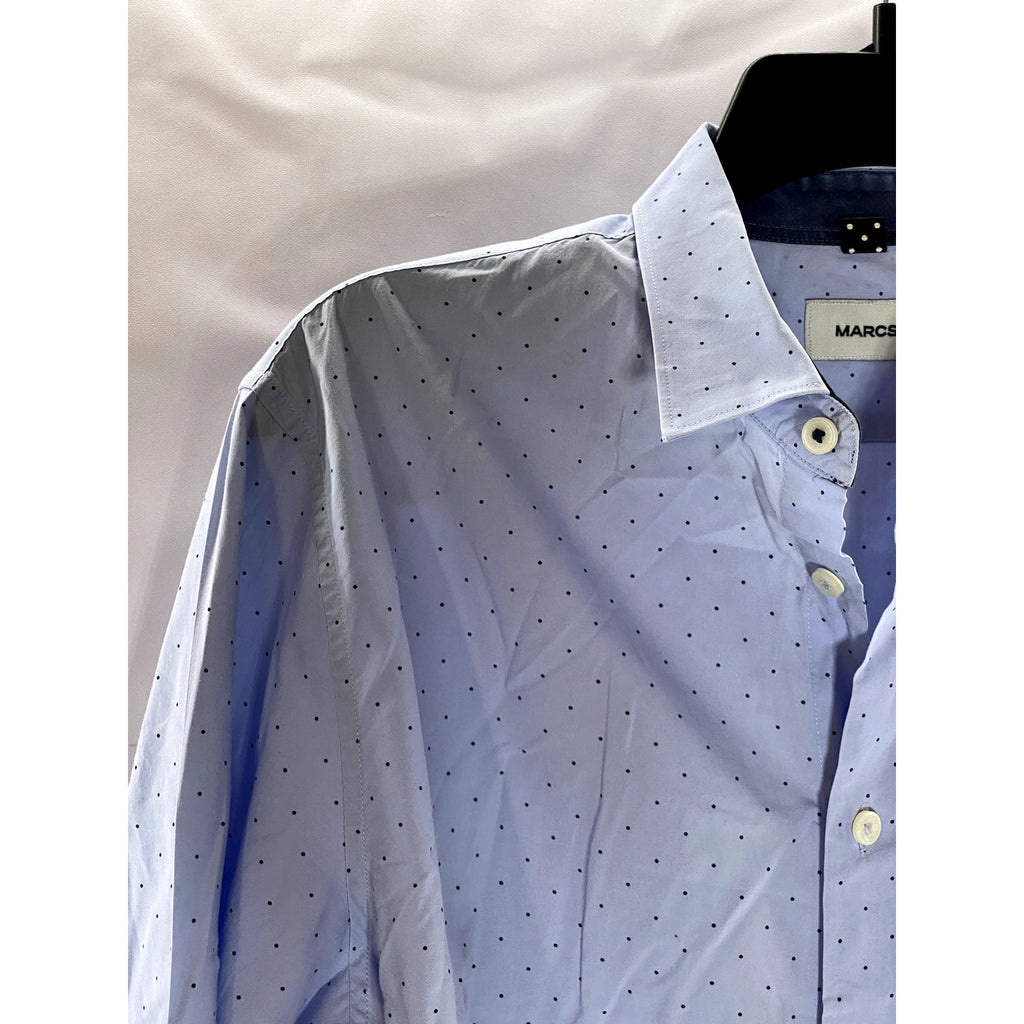 MARCS Men's Light Blue Micro Dot Regular Fit Button-Up Long Sleeve Shirt SZ M