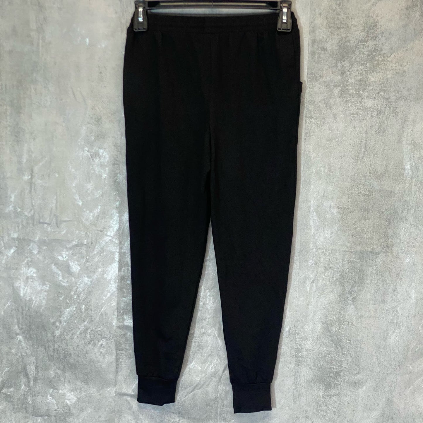 NY COLLECTION Women's Petite Black Kangaroo Pocket Long Sleeve Jogger Set SZ P/M