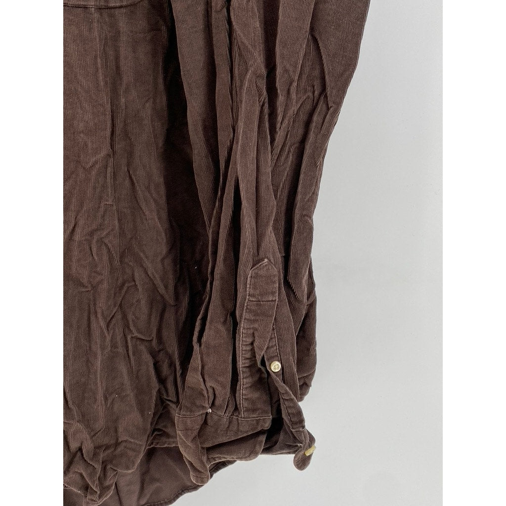 LANDS END Men's Vintage Brown Button Down SZ (XL) (17-17 1/2)