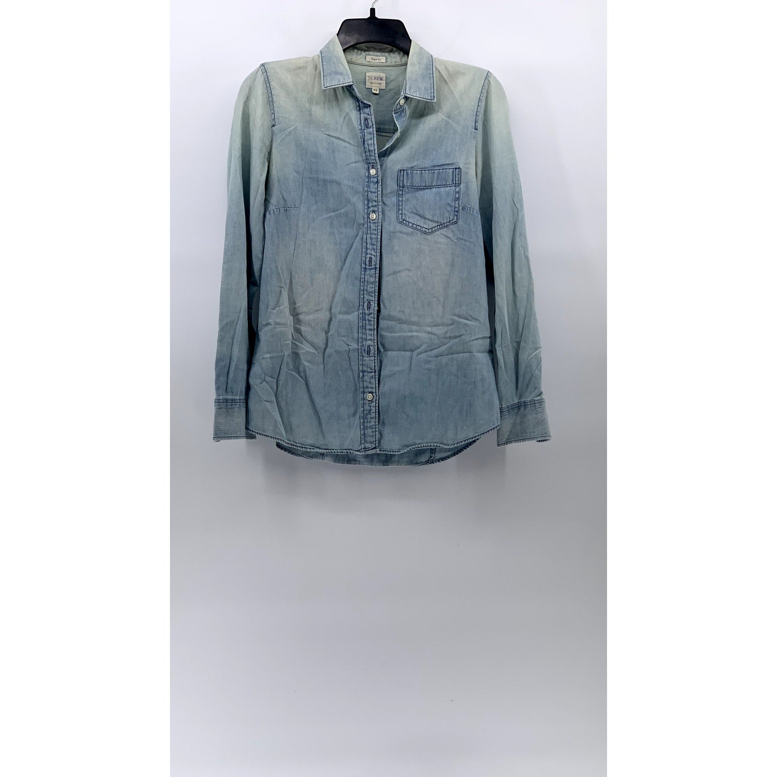 J.CREW Women's Light Blue Denim Perfect Fit Button-Up Long Sleeve Top SZ XS