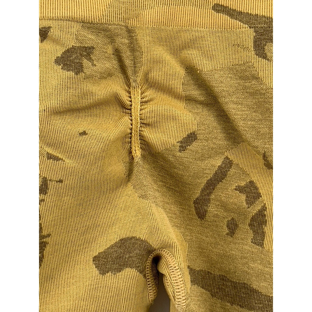 GYMSHARK Women's Mustard Yellow Printed Bike Shorts SZ XS