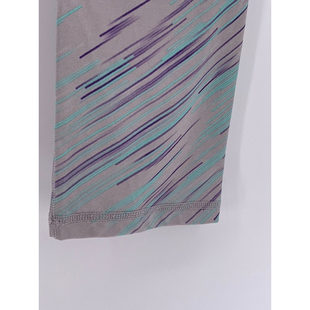 HEAD Women's Gray-Purple Printed Capri Leggings SZ S