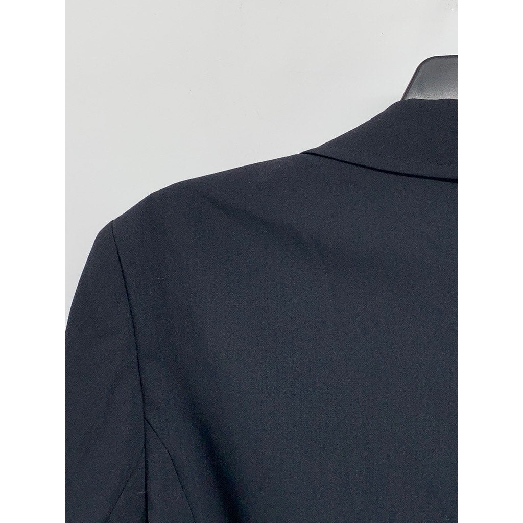 UNBRANDED Women's Navy Virgin Wool Three-Button Embroidered Blazer SZ 38