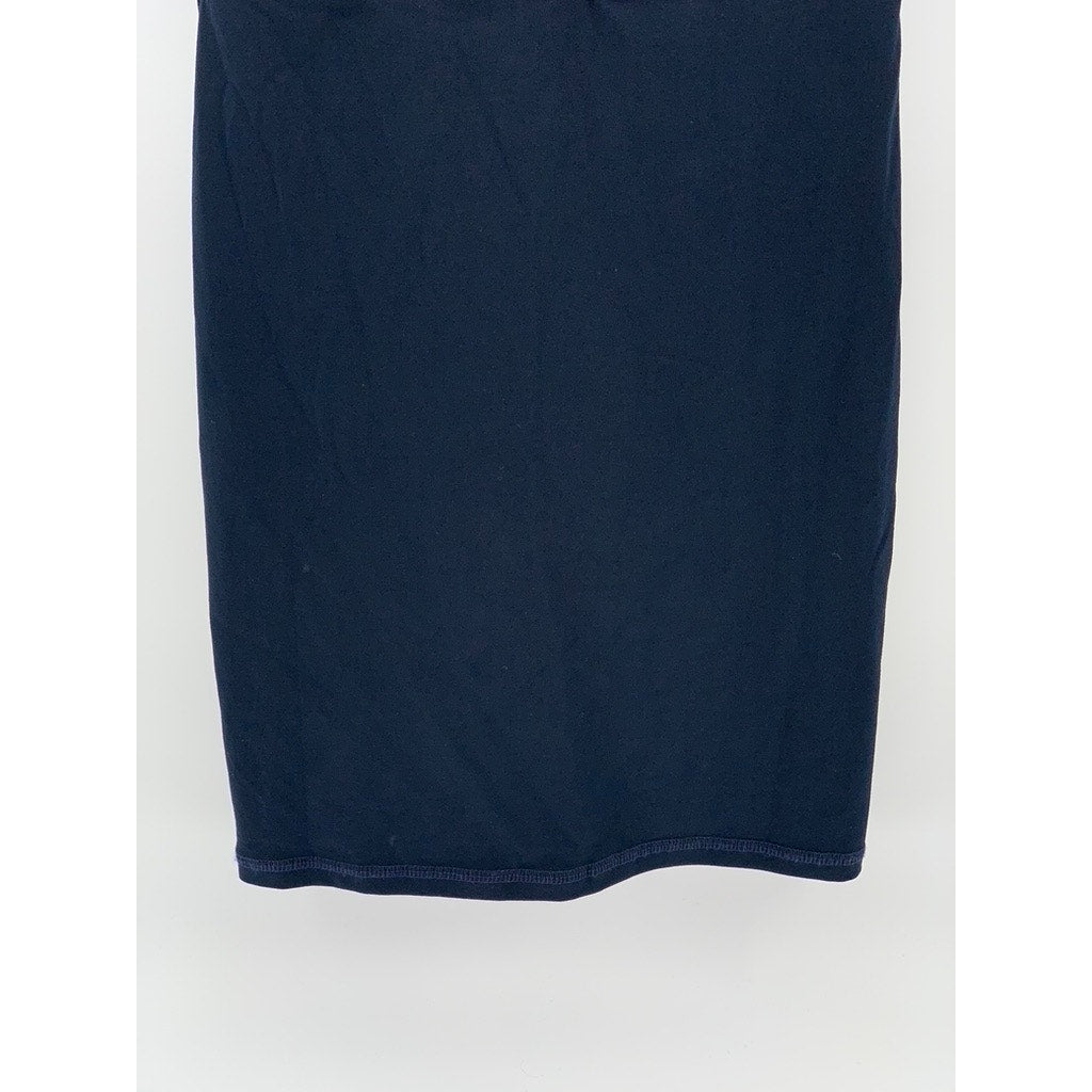 STUDIO F Women's Navy Blue Crewneck Shoulder Padded Sleeveless Corset Dress SZ 4