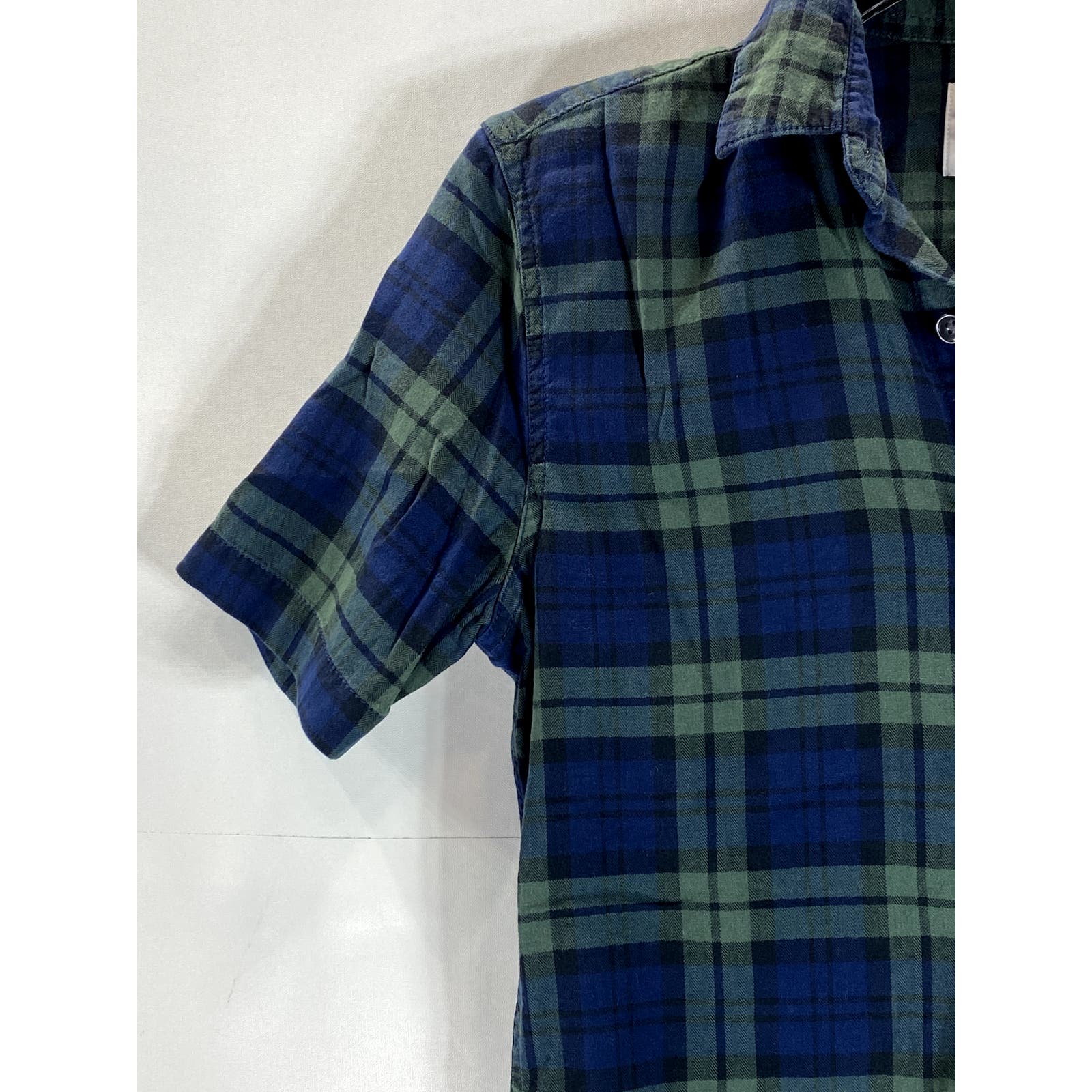TOPMAN Men's Green Plaid Black Watch Muscle-Fit Button-Up Shirt SZ XS