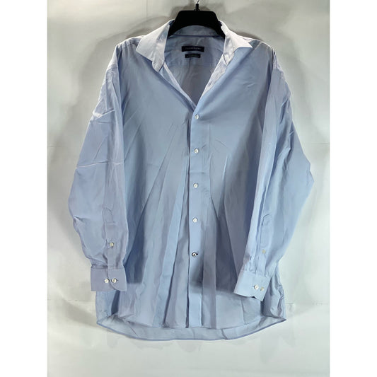 TOMMY HILFIGER Men's Light Blue TH Flex Supima Regular-Fit Stretch Shirt SZ 16