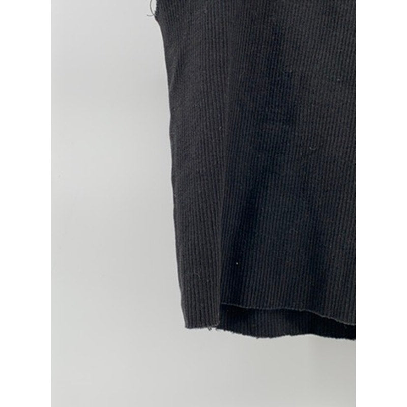 ZARA Women's Black Ribbed Scoop-Neck Raw-Trim Sleeveless Cropped Top SZ S
