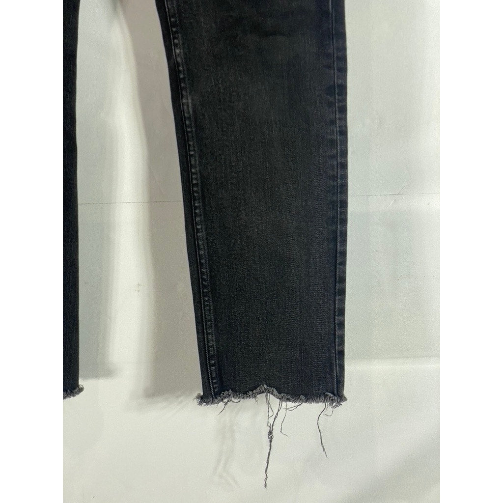 MTWTFSS WEEKDAY Women's Way Black Skinny-Fit Raw-Hem Denim Jeans SZ 28X30