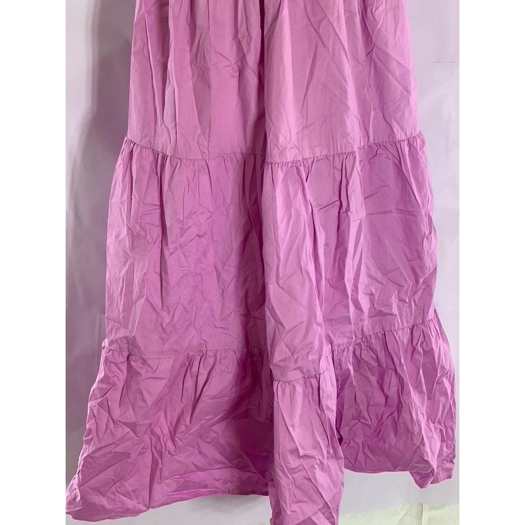 WAYF Women's Orchid Wisteria Smocked Tiered Adjustable Strap Midi Dress SZ M