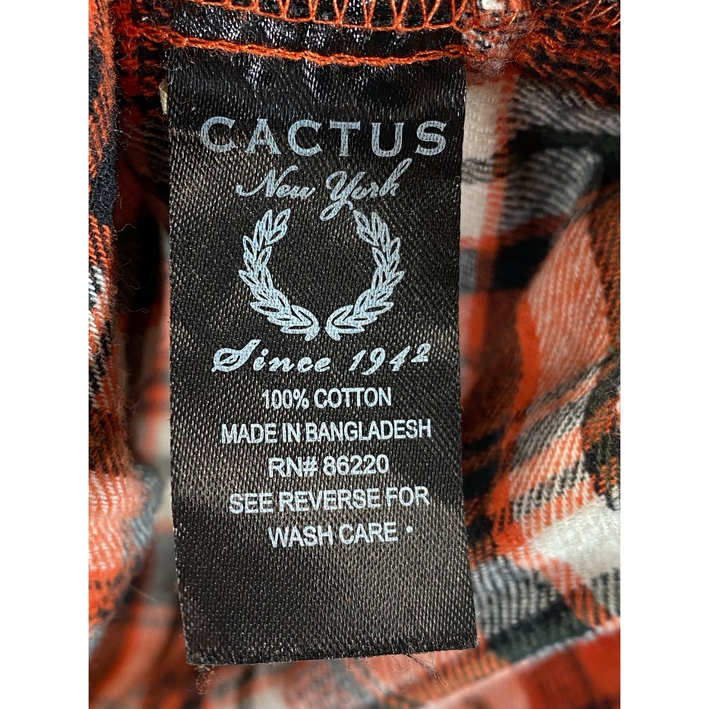 CACTUS NEW YORK Men's Red Plaid Button-Up Log Sleeve Flannel Shirt SZ S