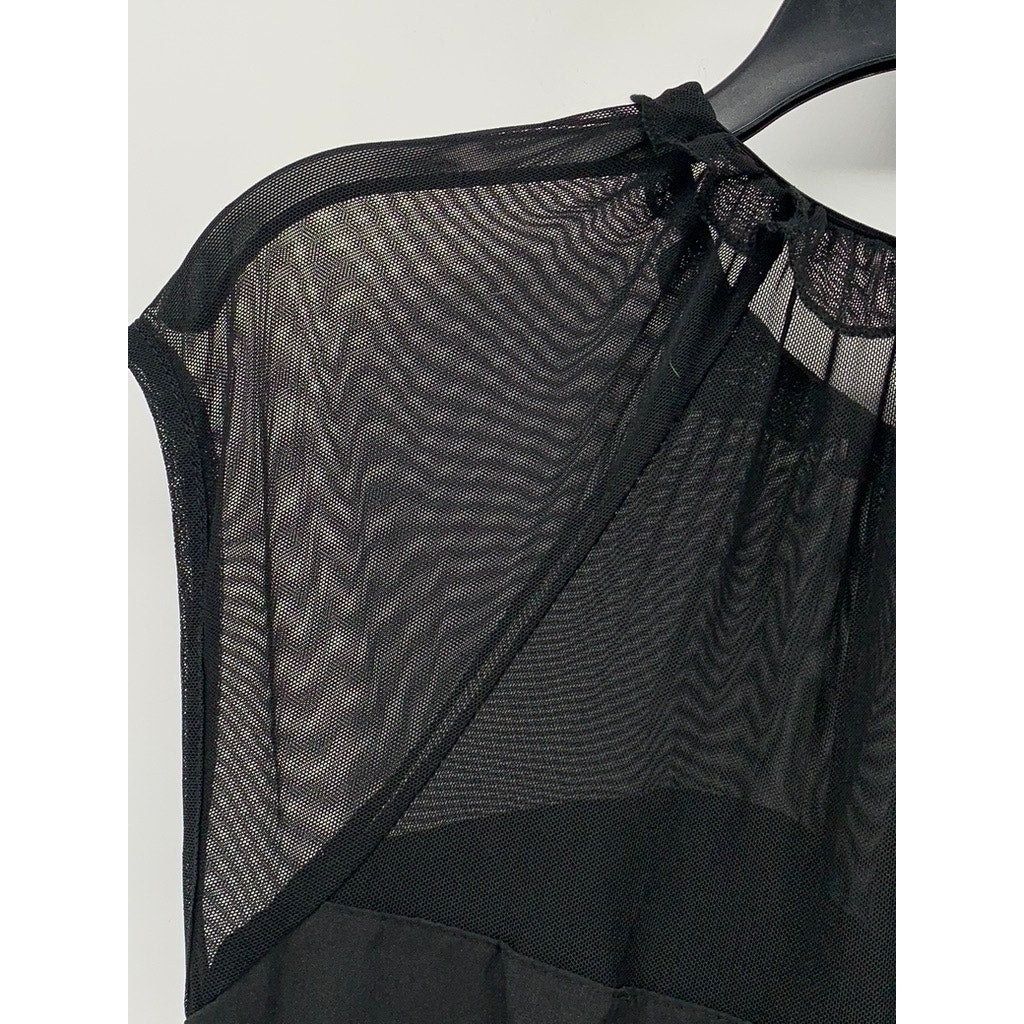 SHEIN Women's Black Mesh Sleeveless A-Line Midi Dress SZ 6