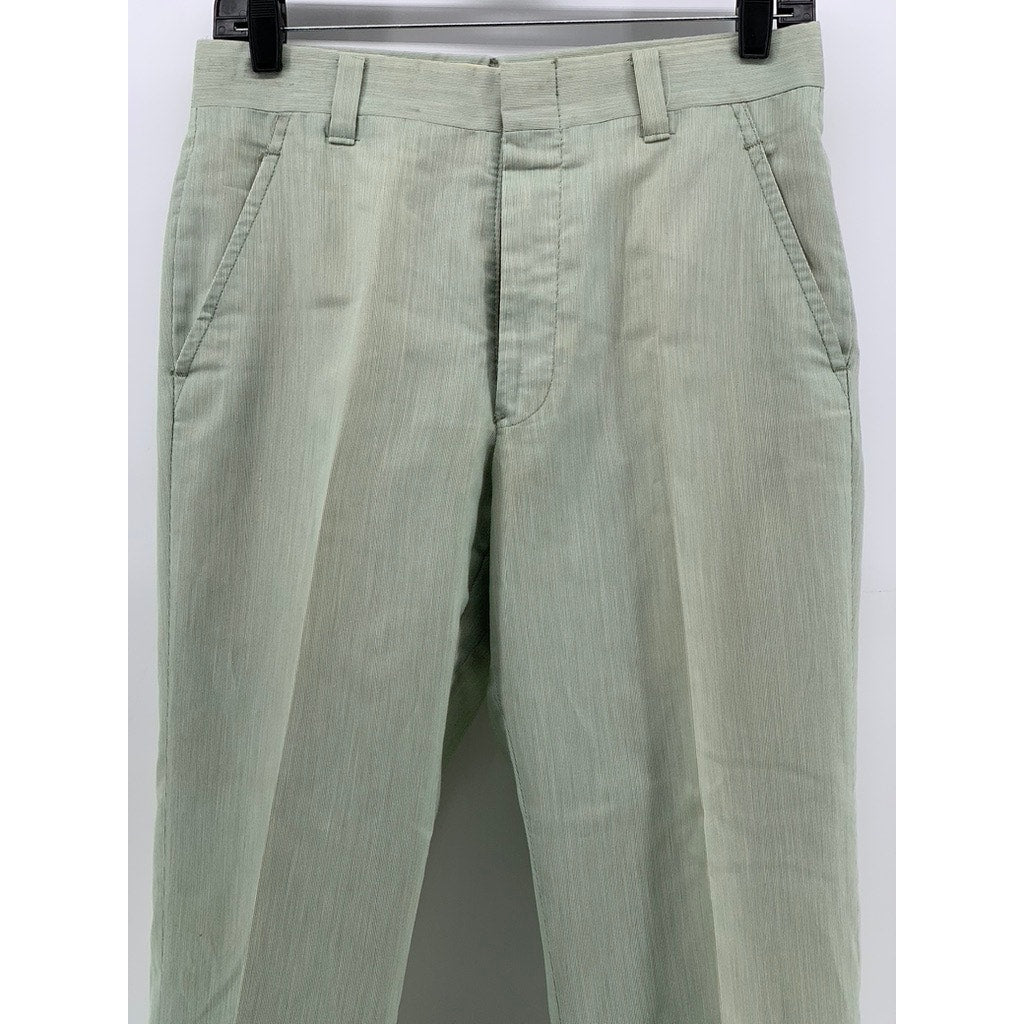 UNBRANDED Men's Green Striped Straight Leg Dress Pants SZ 30