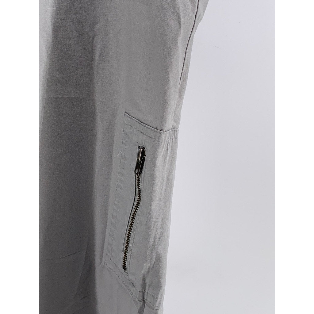CHICO'S Women's Gray Solid Straight Leg Roll-Hem Pants SZ 3(XL)