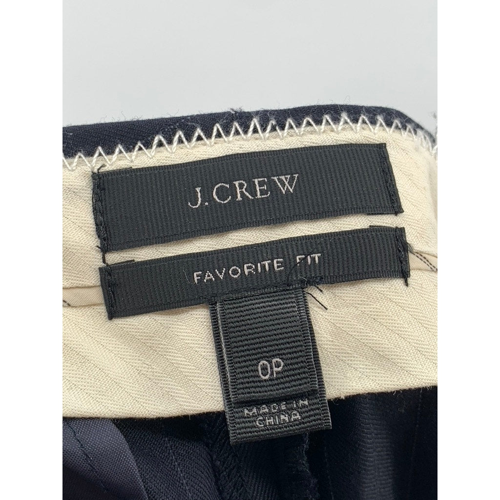 J.CREW Women's Petite Navy Pinstripe Favorite Fit Wool Pants SZ 0P