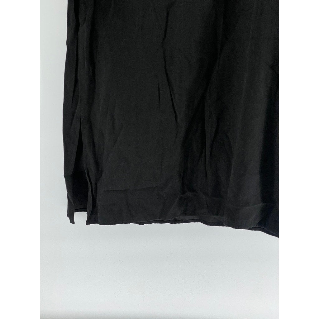 UNDERBROWN Women's Black Half-Button Long Sleeve Midi Belted Dress SZ M