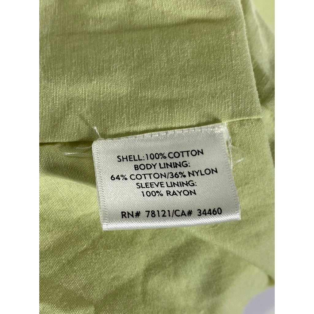 EILEEN FISHER Women's Lime Green Button-Up Lightweight Trench Coat SZ S