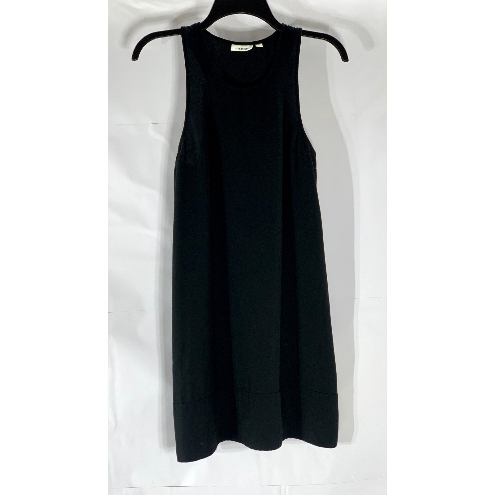 TILDON Women’s Black Solid Crewneck Shift Racerback Mini Dress SZ XS