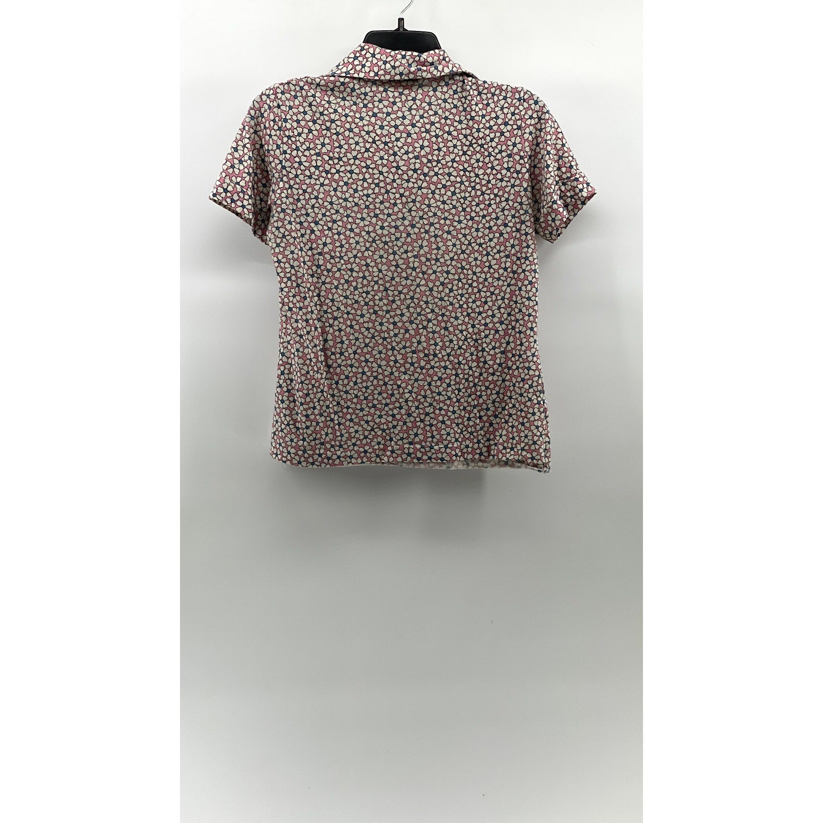 KORET OF CALIFORNIA Women's Vintage Pink Ditsy Floral Short Sleeve Polo Top SZ M