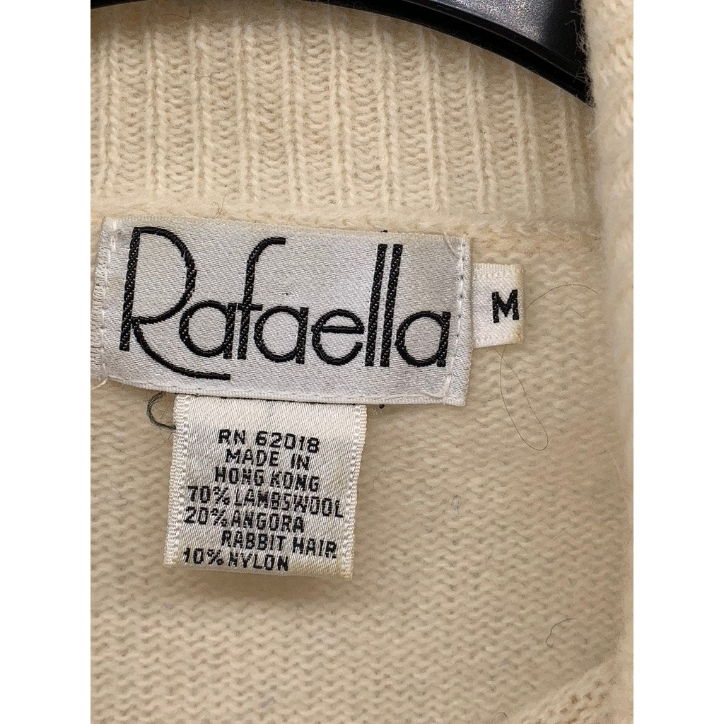 RAFAELLA Women's Vintage Off-White Diamond Print Lambswool Padded Sweater SZ M
